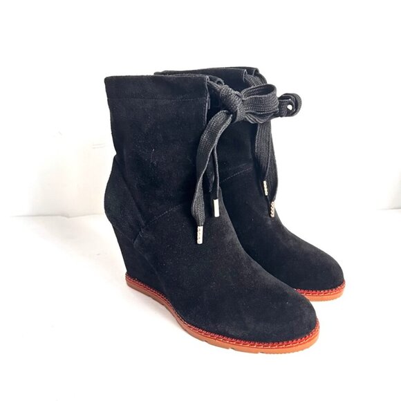 Kate Spade Saunders Suede Wedge Ankle Boots - Picture 1 of 9